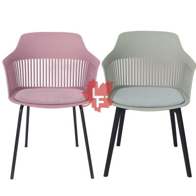 China Plastic+metal Chair 2021 New Design Modern Plastic Armchair With High Quality Plastic Seat Chiars For Dining Party Wedding Chair for sale