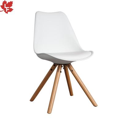 China Free sample plastic wood factory chair modern seat+beech design dining pp Tulip Chair With Leather Cushion plastic Tulip Dining Chairs For Sale cheap for sale