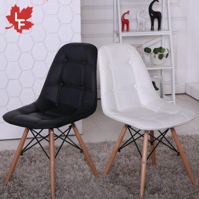 China Modern Padded Kitchen Black PU Seat +Beech Wood Legs Modern PU Fabric With Beech Wood Legs Dining Chair Modern Comedor Sillas Piel Chairs For Restaurant for sale