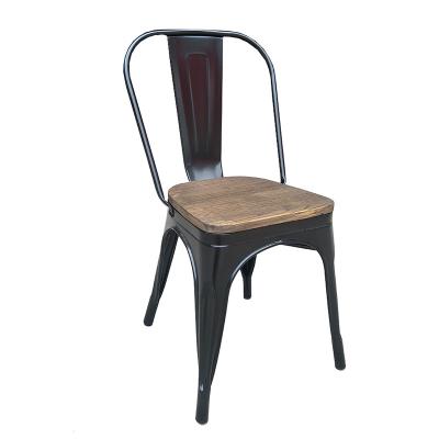 China Cheap Outdoor Cafe Industrial Restaurant Manufacturer Retro Antique Dining Chairs Style Industrial Vintage Seat Wood Metal Chair and Table for sale