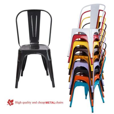 China Factory direct sale metal chair stackable hot sale restaurant vintage industrial bar chair and tolix cheap metal Table Bistros dining chair for sale