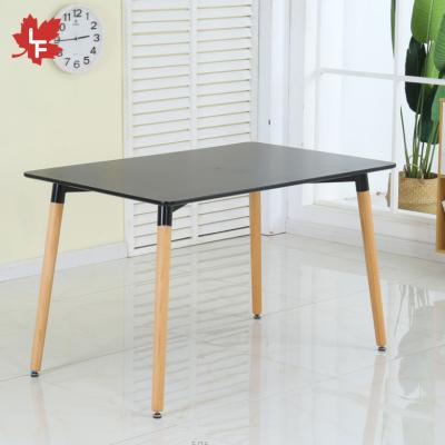 China 2021 Custom Hot Sale MDF Table Top And Wooden Legs Dining Table With Wooden Legs High Quality Restaurant Table Dining Modern Designs for sale