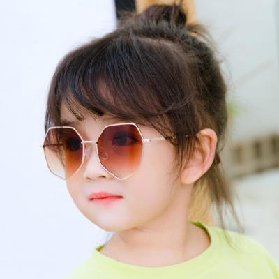 China Cute Colorful Kids Sunglasses UV400 Fashion Metal Polygon Toe Eyeglasses Boys Girl Outdoor Sun Glasses for sale