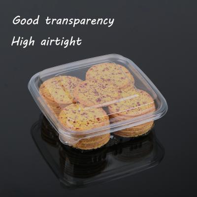 China Clear/Green Virgin Food Grade PET 16*16*6cm Plastic Pastry Container With Lid for sale