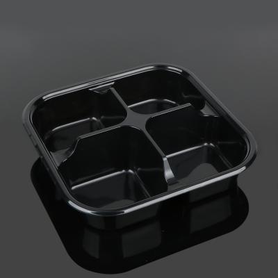 China 4 bandeja plástica de la comida del ANIMAL DOMÉSTICO negro del compartimiento 21*21*5cm en venta