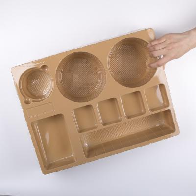 China Geel 9 Compartiment 41cm Plastic Voedsel Tray Packaging Te koop