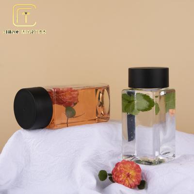 China Custom Clear 10 Oz Plastic Juice Bottles Mini Milk Tea Rectangle Water Bottle for sale