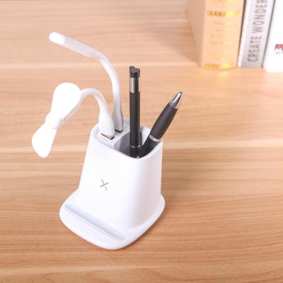 China With Funny Qi Wireless Charger Pen Holder Multi-Function Wireless Mobile Charger Lamp Holder for sale