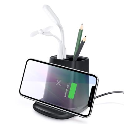 China Multi Usb Cell Phones Pen Holder Wireless Charger 3 In 1 Phone Wireless Charger Fast Charger Radio for sale