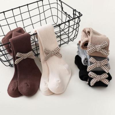 China 2021 Children Baby Pantyhose Spring Autumn Winter Bowknot Tights Kids Breathable Infant Cotton Knitted Pantyhose for sale