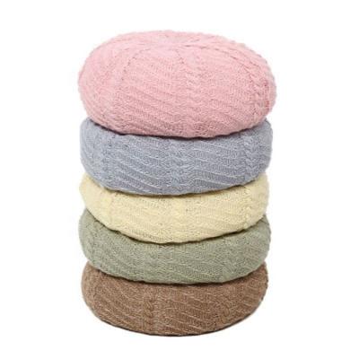 China 2021 Styles Fashion Solid Color Simple Soft Lightweight Beret Knitting Hat Knitted For Woman Winter Hat for sale