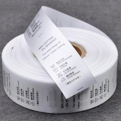 China Polyester 30mm*200M in White Durable Woven Garment Printing Ribbon Satin Care Label Wash Roll for sale