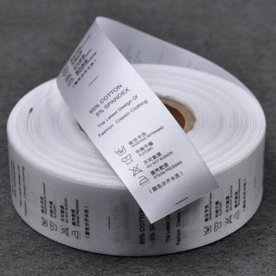 China Polyester 30mm*200M in White Durable Woven Garment Printing Ribbon Satin Care Label Wash Roll for sale