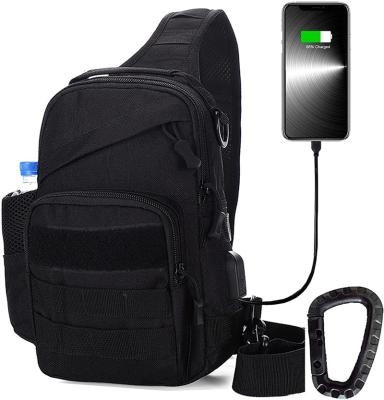 China High Quality Water Resistant Tear Resistant Chest Sling Military Tactical Shoulder Bag With USB Charging Port for sale