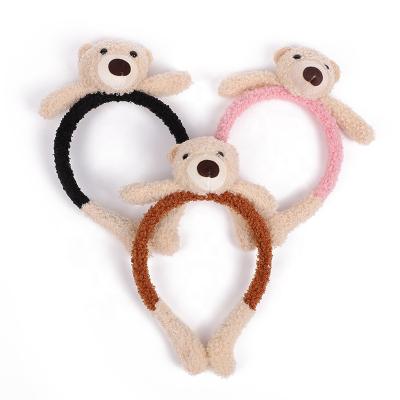 China European and American Korean hot sale doll headbands accessories cartoon style lamb hair bear cute wash face headbands for girl for sale