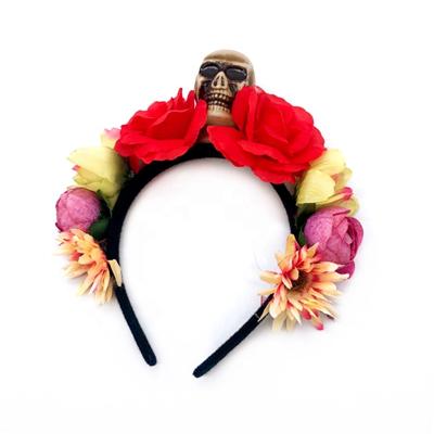 China High quality European and American style festival Halloween headbands for children party red skull prop hair accessories flower for sale