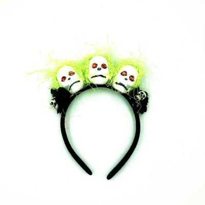 China New European and American Style Design Festival Halloween Headbands for Children Party Skull Prop Hair Accessories Gemstone Eye Gauze Hair Hoop for sale