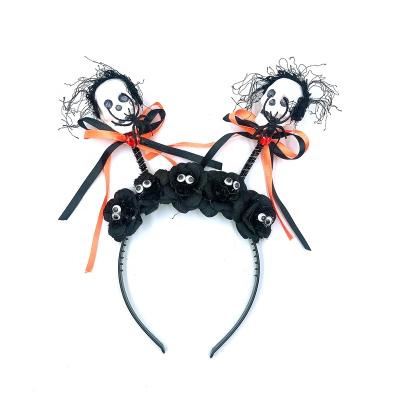 China 2021 Halloween Style Spring Skull Hairbands Cosplay Hair Bands European and American Elastic Funny Hair Accessories Black Plastic Circles Decoration for sale