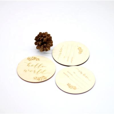 China Multifunctional Solid Wooden Baby Wooden Milestone Cards Educational Game Disc for sale