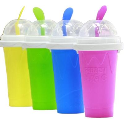 China Amazon Innovative Hot Stocked Ice Cream Silicone Smoothie Cups with Lid and Straw Slushy Cup Maker for sale