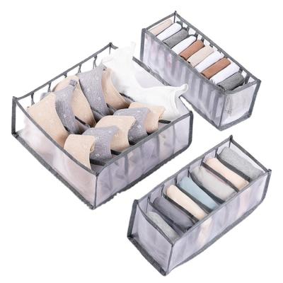 China Creative Viable Cabinet Drawer Clear Bedroom Socks Briefs Folding Plastic Organizer Storage Rack Wardrobe Underwear Storage Set for sale