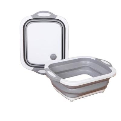 China Multi-Function Foldable Vegetable Bucket Lavatory Stored Plastic Folding Cutting Board for sale