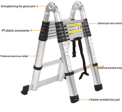 China Folding Ladders Competitive Price for 2.0m/2.6m/2.9m/3.2m/3.8m/4.1m/4.4m Aluminum Telescopic Steps Ladder for sale