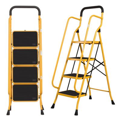 China Wholesale Folding Ladders Safety Household Step Ladder Sneak 4 Folding Steel Step Ladders for sale