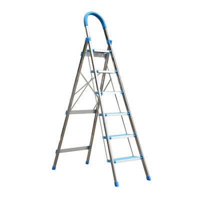 China En131 Approved Folding Ladders Light Weight Stainless Steel Step Ladder 3~7 Step Folding Ladder Warehouse Use for sale