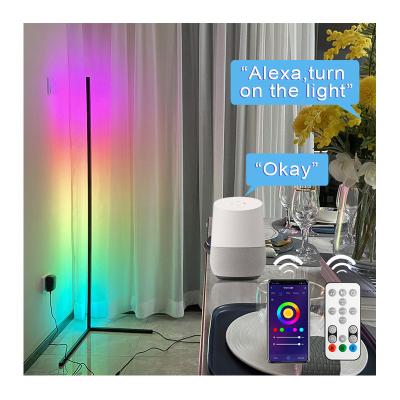 China Modern Decorative Tripod Designer Tuya Smart Life Control Luxury Nordic Corner Led RGB Floor Position Lamp For Alex Google Home for sale