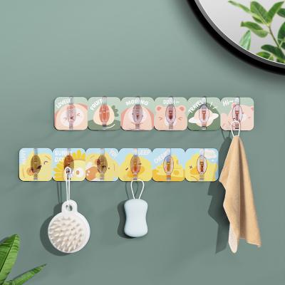 China Behind Doors/On Walls New Kitchen Bathroom Cartoon Hanging Hook Plastic Hook Creative Cute Nail-free Hanger Hook for sale