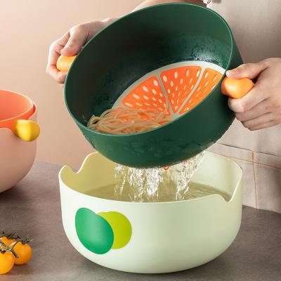 China Wholesale Viable Double Layer Kitchen Multifunctional Cleaning Storage Fruits And Vegetables Drain Basket for sale