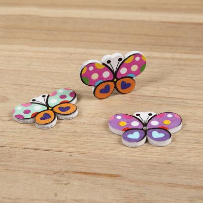 China Other cute cartoon two hole butterfly colorful decorative wooden buttons for diy for sale