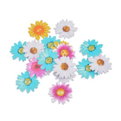 China Other New Product 34mm Two Hole Colored Chrysanthemum Shaped Wooden Decorative Buttons for sale