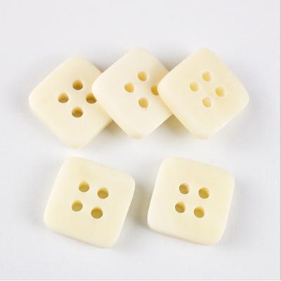 China Genuine Buffalo Bone Garment Shirt Button 4 Holes Viable Beige Color Square Shape for sale