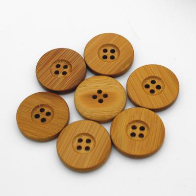 China Viable Style Four Hole Round Natural Plain Hot Selling Bamboo Button For Clothes for sale