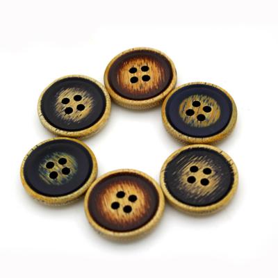 China New Sustainable Craft Dyeable Four Hole Round Colorful Bamboo Buttons For Suits Blazer for sale