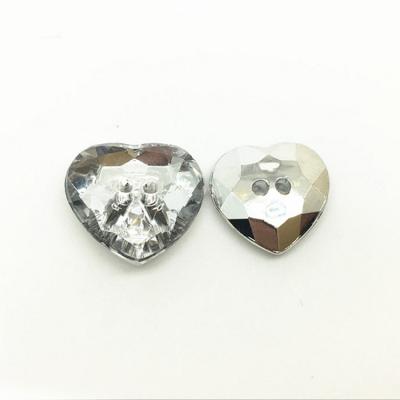 China Sustainable 2 Hole Faceted Heart Shape Cheap Decorative Crystal Sofa Knob For Furniture for sale