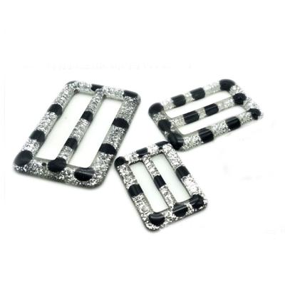 China Resin Nickel Free Anthracnose Silver Flat Back Rectangle Fashion Glitter Buckle Accessories for sale