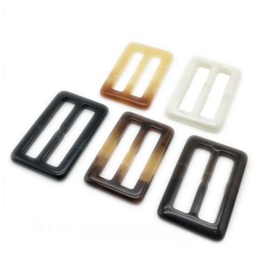 China Custom 50mm Rectangle Shape Nickel Free Tri Slip Resin Polyester Garment Buckle for sale