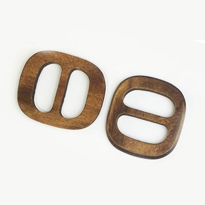 China Rectangle Nickel Free Custom Shape Ring Adjustable Natural Wood Belt Buckle for sale