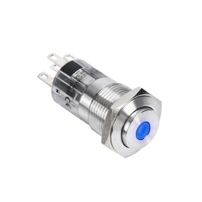 China 16mm high head point led illuminated 5 pin metal momentary waterproof push button switch 1NO1NC LAS1-AGQ16H-D for sale