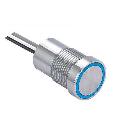 China 22mm flat round metal contact switch, momentary latching, illuminated LED ring, IP68, no sound push button LYTS16H for sale