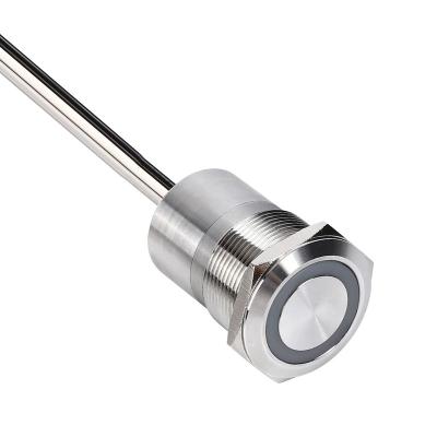 China 22mm flat round metal contact switch, momentary latching, illuminated LED ring, IP68, no sound push button LYTS22A for sale