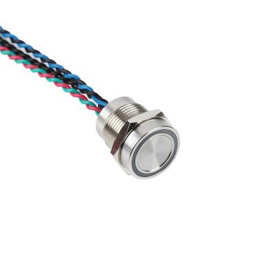 China High quality metal ring LED stainless steel 16mm RGB piezoelectric switch, IP68, with cable, support customization for sale