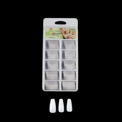 China 100pcs Nail Art Design Hot Selling Classic Transparent Seamless Natural White Nail Puff Boxed Nails Short Trapezoid for sale