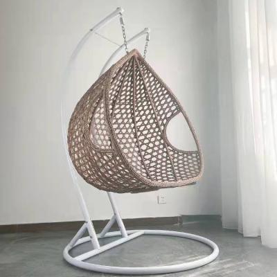 China Price Swing Rattan Patio Foldable Indoor Outdoor Cheap Wicker Double Person Hanging Chair With Metal Stand for sale