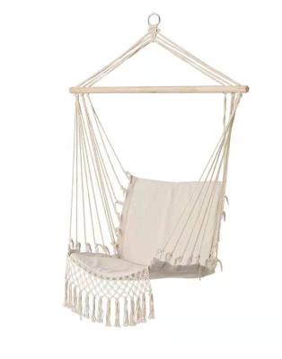 China 2022 New Style Durable Indoor Outdoor Hammock Canvas Chair with Macrame Lace Fringe Tassel for sale