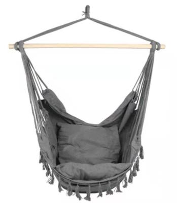 China Durable Woven Cotton Canvas Hammock Durable Arming Rope Large Swing Tassel Hanging Chair With Pockets for sale