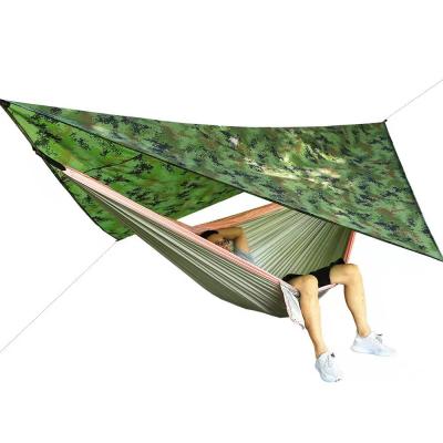 China Durable Outdoor Multi Parachute Multi Nylon Swing Camouflage Hanging Canopy Set Portable Camping Nylon Hammock and Rain Fly for sale